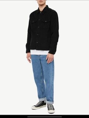 Corridor NYC Mens Corduroy Military Chore Jacket Black Large Cotton Designer
